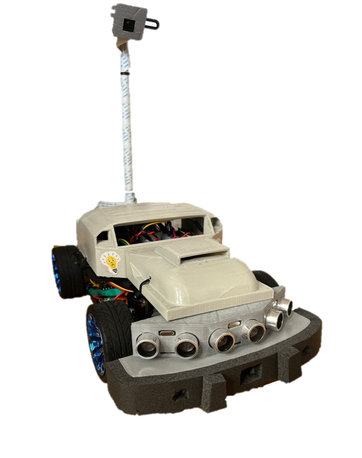 RoboCar: robot autónomo construido desde cero, con torre de cámara, sensores de ultrasonidos y parachoques